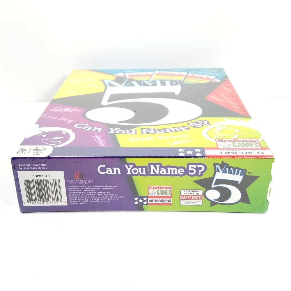 Name 5 Card Game? Party Pack 2 or More Player Teams Card Board Party Game Sealed